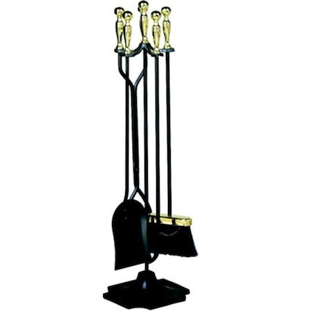 Uniflame Uniflame T51030PK 5 PC POLISHED BRASS & BLACK FIRESET (F-3189) T51030PK